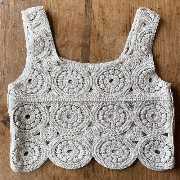 Rebellion Crochet Boho Crop Top in Cream - Picture 9 of 16